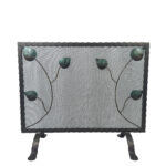 Hand-Forged Wrought Iron Fireplace Screen (Single Panel) Decorative Leaf Design Spark Guard - Image 4