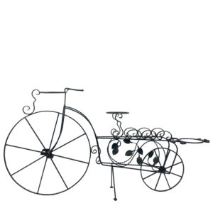 Hand Forged Iron Bicycle Planter (Three Tier) Hammered Texture & Leaf Design