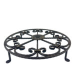 Hand-Forged Wrought Iron Round Wall Decor Medallion (Gold Patina) Floral Scroll Design - Image 5