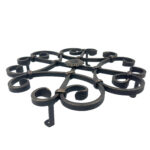 Hand-Forged Wrought Iron Wall Decor (Symmetrical Scroll & Rosette) 3D Architectural Wall Art - Image 4