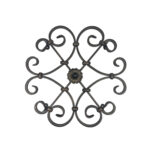 Hand-Forged Wrought Iron Wall Decor (Symmetrical Scroll & Rosette) 3D Architectural Wall Art