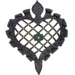Hand-Forged Wrought Iron Heart Wall Decor (Ruffled Edge & Lattice Design) Antique Copper Finish