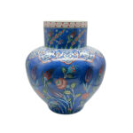 Handmade Ceramic Large Iznik Vase (Monumental Size) Cobalt Blue Background Floral