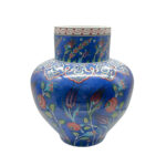 Handmade Ceramic Large Iznik Vase (Monumental Size) Cobalt Blue Background Floral - Image 5