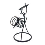 Hand Forged Wrought Iron Freestanding Single Wine Bottle Holder (Antique Patina) Tabletop Display Stand - Image 10