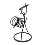 Hand Forged Wrought Iron Freestanding Single Wine Bottle Holder (Antique Patina) Tabletop Display Stand - Image 12