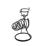 Hand Forged Wrought Iron Freestanding Single Wine Bottle Holder (Antique Patina) Tabletop Display Stand - Image 9