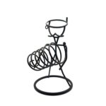 Hand Forged Wrought Iron Freestanding Single Wine Bottle Holder (Antique Patina) Tabletop Display Stand - Image 10