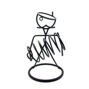 Hand Forged Wrought Iron Freestanding Single Wine Bottle Holder (Antique Patina) Tabletop Display Stand