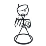 Hand Forged Wrought Iron Freestanding Single Wine Bottle Holder (Antique Patina) Tabletop Display Stand - Image 9