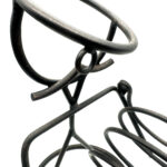 Hand Forged Wrought Iron Freestanding Single Wine Bottle Holder (Antique Patina) Tabletop Display Stand - Image 4