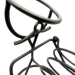 Hand Forged Wrought Iron Freestanding Single Wine Bottle Holder (Antique Patina) Tabletop Display Stand - Image 4