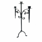 Hand Forged Wrought Iron 3 Light Candelabra (Antique Patina) Tall Floor or Table Candle Holder