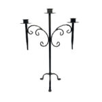 Hand Forged Wrought Iron 3 Light Candelabra (Antique Patina) Tall Floor or Table Candle Holder - Image 5