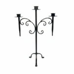 Hand Forged Wrought Iron 3 Light Candelabra (Antique Patina) Tall Floor or Table Candle Holder - Image 5