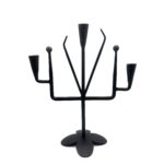 Hand Forged Wrought Iron 3 Light Candelabra (Aged Iron) Solid Base Tabletop Candle Holder - Image 6