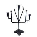 Hand Forged Wrought Iron 3 Light Candelabra (Aged Iron) Solid Base Tabletop Candle Holder - Image 5