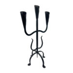 Hand Forged Wrought Iron 3 Light Candelabra (Antique Patina) Solid Flat Base Candle Holder - Image 7