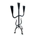 Hand Forged Wrought Iron 3 Light Candelabra (Antique Patina) Solid Flat Base Candle Holder - Image 5