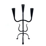 Hand Forged Wrought Iron 3 Light Candelabra (Antique Patina) Solid Flat Base Candle Holder