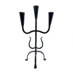 Hand Forged Wrought Iron 3 Light Candelabra (Antique Patina) Solid Flat Base Candle Holder - Image 7
