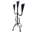 Hand Forged Wrought Iron 3 Light Candelabra (Antique Patina) Textured Cup Candle Holder - Image 7