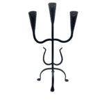 Hand Forged Wrought Iron 3 Light Candelabra (Antique Patina) Textured Cup Candle Holder