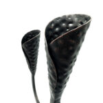 Hand Forged Wrought Iron 3 Light Candelabra (Antique Patina) Textured Cup Candle Holder - Image 3
