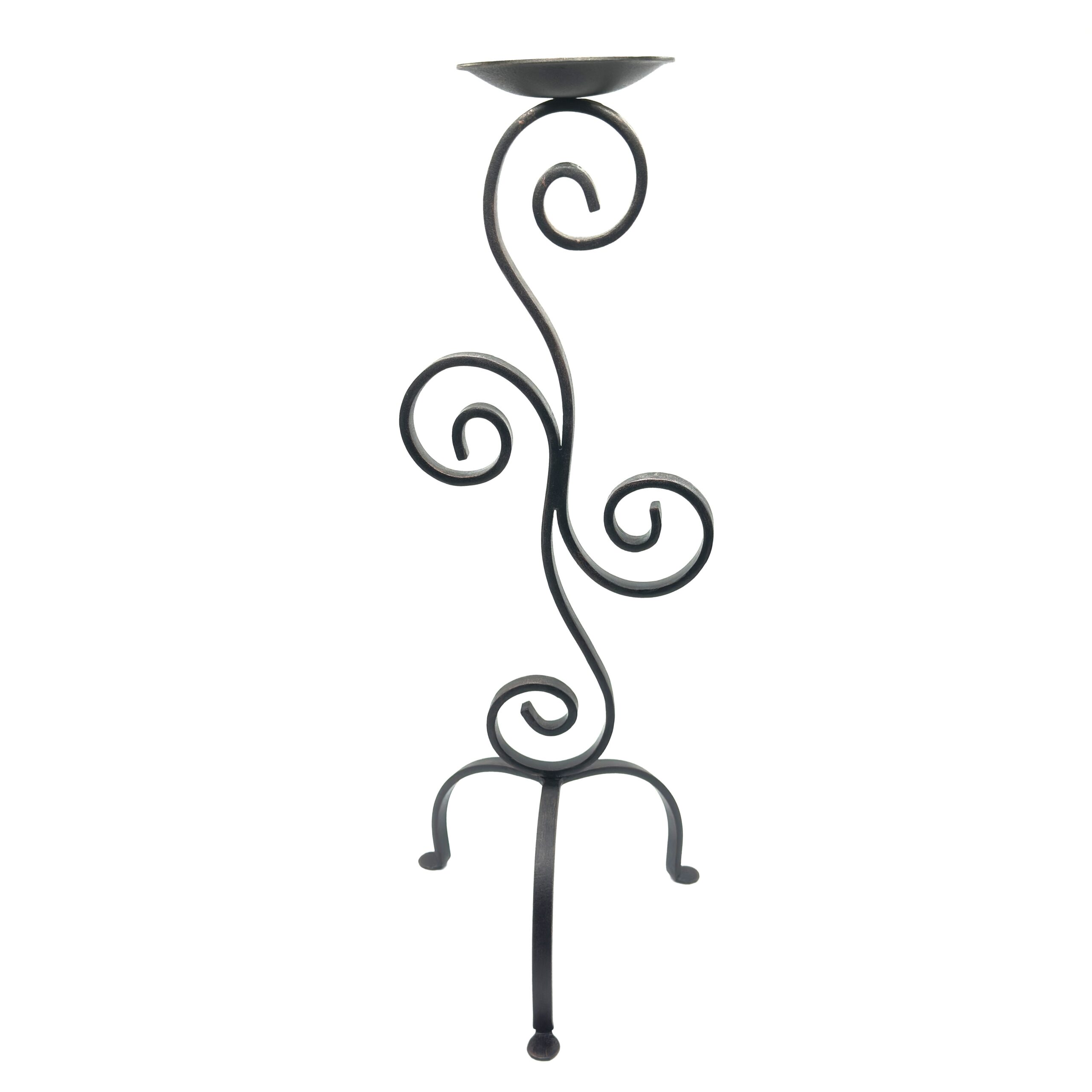 1171-1 Hand Forged Iron Candle Holder 21" (53cm) Antique Patina Finish Sculptural Centerpiece - Image 1