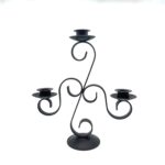 Hand Forged Iron Candelabra 13" (33cm) Antique Patina Finish 3 Light Scroll Centerpiece