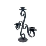 Hand Forged Iron Candelabra 13" (33cm) Antique Patina Finish 3 Light Scroll Centerpiece - Image 6