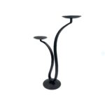 Hand Forged Iron Candelabra 15" (38cm) Antique Patina Finish 2 Light Scrolled Ribbon Centerpiece - Image 6