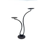 Hand Forged Iron Candelabra 15" (38cm) Antique Patina Finish 2 Light Scrolled Ribbon Centerpiece