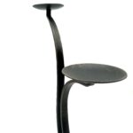 Hand Forged Iron Candelabra 15" (38cm) Antique Patina Finish 2 Light Scrolled Ribbon Centerpiece - Image 4