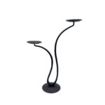 Hand Forged Iron Candelabra 15" (38cm) Antique Patina Finish 2 Light Scrolled Ribbon Centerpiece