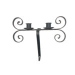 Hand Forged Iron Wall Sconce 15" (39cm) Antique Patina Finish 2 Light Medieval Candelabra - Image 6