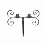 Hand Forged Iron Wall Sconce 15" (39cm) Antique Patina Finish 2 Light Medieval Candelabra
