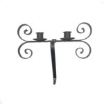 Hand Forged Iron Wall Sconce 15" (39cm) Antique Patina Finish 2 Light Medieval Candelabra - Image 4