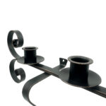Hand Forged Iron Wall Sconce 15" (39cm) Antique Patina Finish 2 Light Medieval Candelabra - Image 4