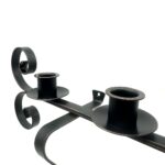 Hand Forged Iron Wall Sconce 15" (39cm) Antique Patina Finish 2 Light Medieval Candelabra - Image 5