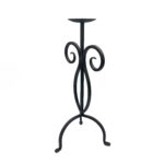 Hand Forged Iron Candle Holder 16" (40cm) Antique Patina Finish Single Plate Symmetrical Scroll Centerpiece - Image 6