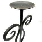 Hand Forged Iron Candle Holder 16" (40cm) Antique Patina Finish Single Plate Symmetrical Scroll Centerpiece - Image 4