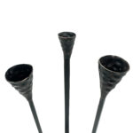 Hand Forged Iron Candelabra 16" (40cm) Antique Patina Finish 3 Light Tall Hammered Cup Centerpiece - Image 6
