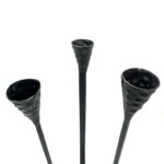 Hand Forged Iron Candelabra 16" (40cm) Antique Patina Finish 3 Light Tall Hammered Cup Centerpiece - Image 6