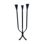 Hand Forged Iron Candelabra 16" (40cm) Antique Patina Finish 3 Light Tall Hammered Cup Centerpiece