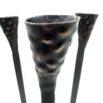 Hand Forged Iron Candelabra 16" (40cm) Antique Patina Finish 3 Light Tall Hammered Cup Centerpiece - Image 3