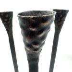 Hand Forged Iron Candelabra 16" (40cm) Antique Patina Finish 3 Light Tall Hammered Cup Centerpiece - Image 4
