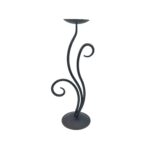 Hand Forged Iron Candle Holder 14" (35cm) Antique Patina Finish Single Plate Asymmetrical Scroll Centerpiece