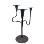 Hand Forged Iron Candelabra 17" (43cm) Antique Patina Finish 3 Light Relief Texture Centerpiece - Image 4