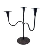 Hand Forged Iron Candelabra 17" (43cm) Antique Patina Finish 3 Light Relief Texture Centerpiece